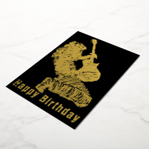 Black Gold Foil Anniversaire Carte Rock Guitare