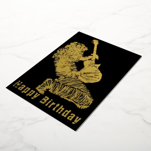 Black Gold Foil Anniversaire Carte Rock Guitare (Rotation)