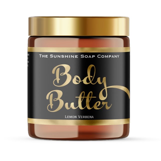 Black & Gold Foil Body Butter Jar Label (Von Creator hochgeladen)