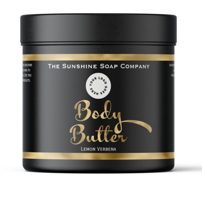 Black & Gold Foil Body Butter Jar Label mit Logo (Von Creator hochgeladen)