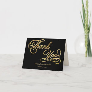 Black Gold Foil Calligraphie Formal Danke Karte