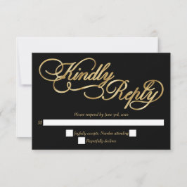 Black & Gold Foil Calligraphy Formal Wedding RSVP