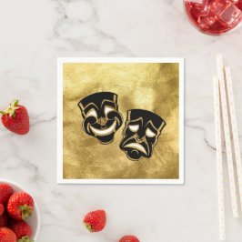 Black Gold Foil Comedy und Tragedy Theater Hochzei Serviette