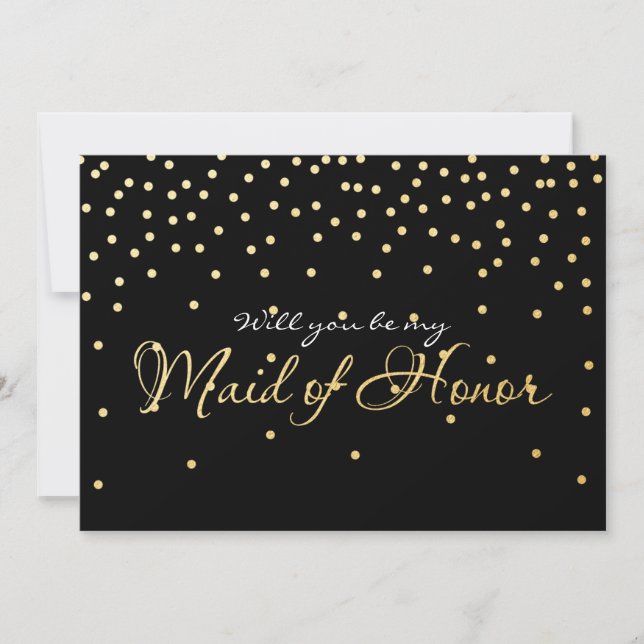 Black & Gold Foil Confetti Dots TRAUZEUGIN Karte (Vorderseite)
