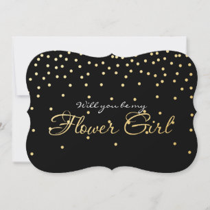 Black Gold Foil Confetti FLOWER MIRL Card Einladung