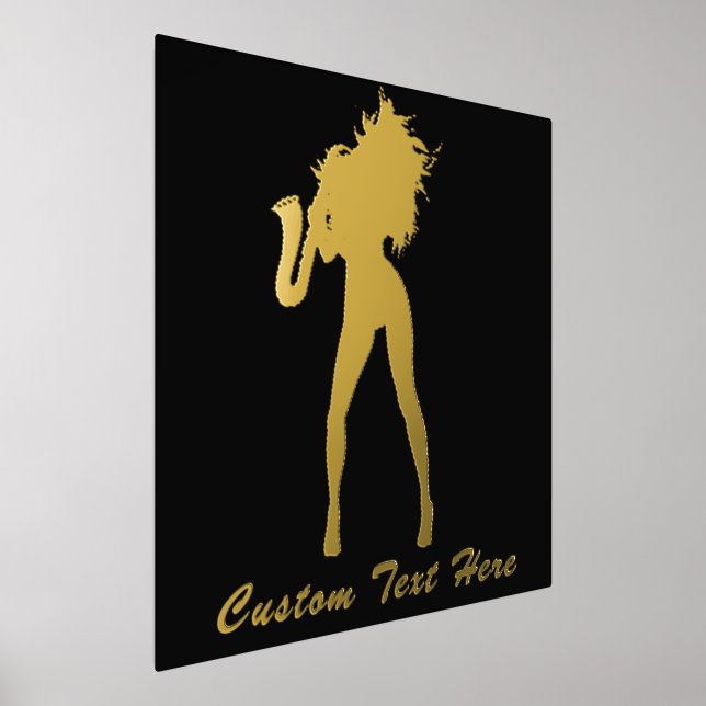 Black Gold Foil druckt Saxo Music Girl Custom Text Foliendrucke (Ablage )