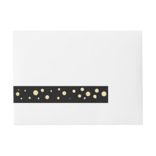 Black & Gold Foil Elegante Karte Rund um Labels Rundum-Adressaufkleber