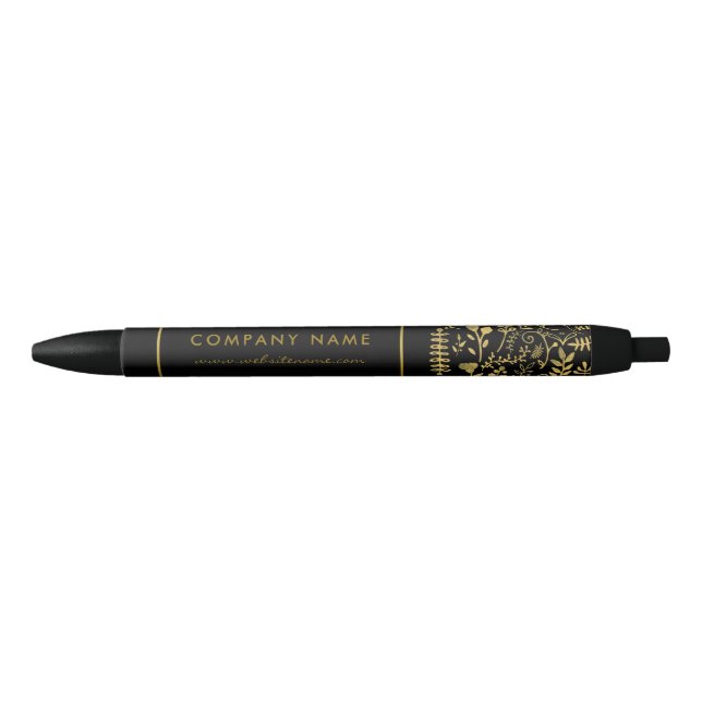 Black & Gold Foil Leaf Effect Company/Event Kugelschreiber (Vorderseite)
