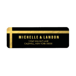 Black+Gold Foil-Rücksendeadressen-Aufkleber   ABWE