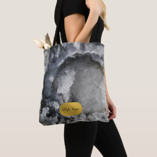 Black Gold Foil Sea Crystals Signature Script Tasche