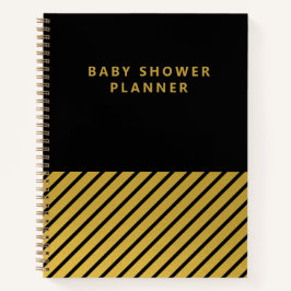 Black Gold Foil Streifen Moderne Baby Showplaner Notizbuch