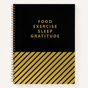 Black Gold Foil Stripes Classy Gratitude Journal