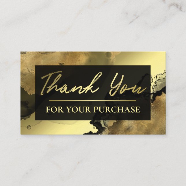 Black Gold Foil Styled Vielen Dank für Ihren Kauf Visitenkarte (Vorderseite)