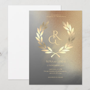 Black Gold Foil Texture Elegante Hochzeit Einladun Einladung
