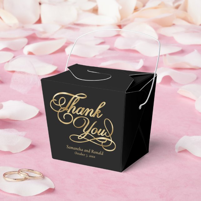Black & Gold Foil Vielen Dank für Ihre kalligraphi Geschenkschachtel (Hochzeit)