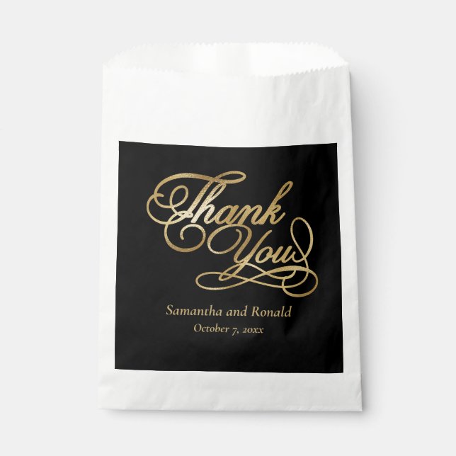 Black & Gold Foil Vielen Dank für Ihre kalligraphi Geschenktütchen (Vorderseite)
