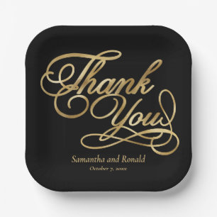 Black & Gold Foil Vielen Dank für Ihre kalligraphi Pappteller