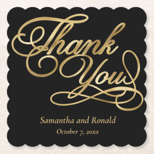 Black & Gold Foil Vielen Dank für Ihre kalligraphi Untersetzer
