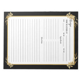 Black Gold Foliage Rezept Binder Notepad Notizblock