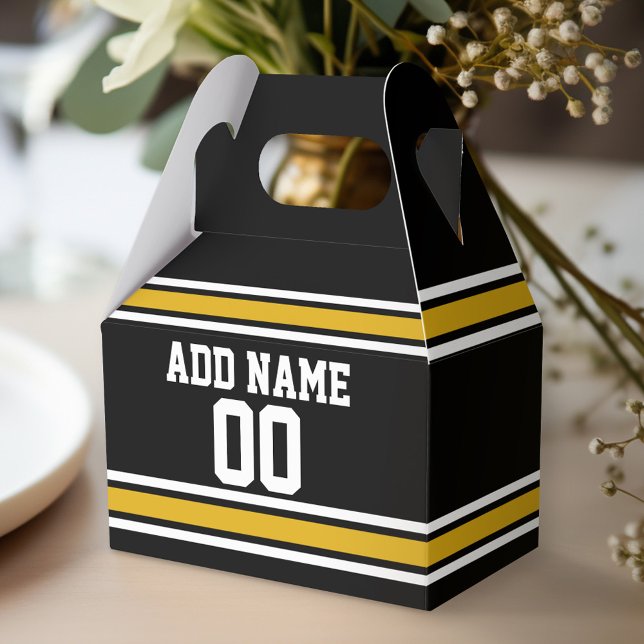 Black Gold Football Jersey Individuelle Name Numme Geschenkschachtel (Personalized favor box - birthday party)