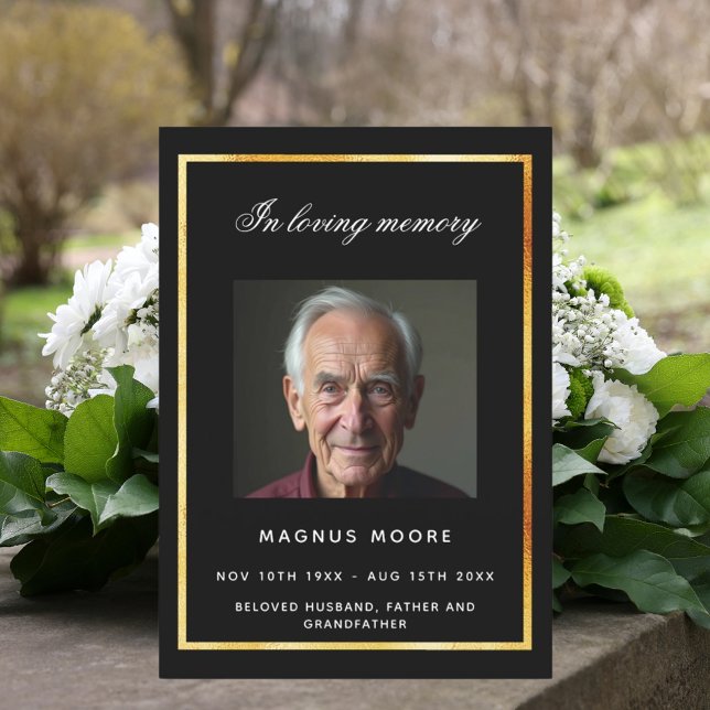 Black Gold Foto Beerdigungskarte Einladung (Von Creator hochgeladen)
