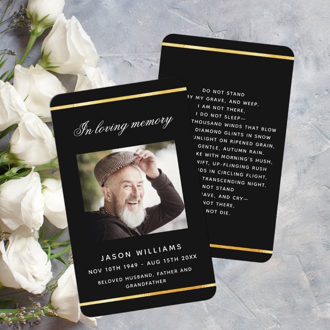 Black Gold Foto Beerdigungskarte Visitenkarte (Von Creator hochgeladen)