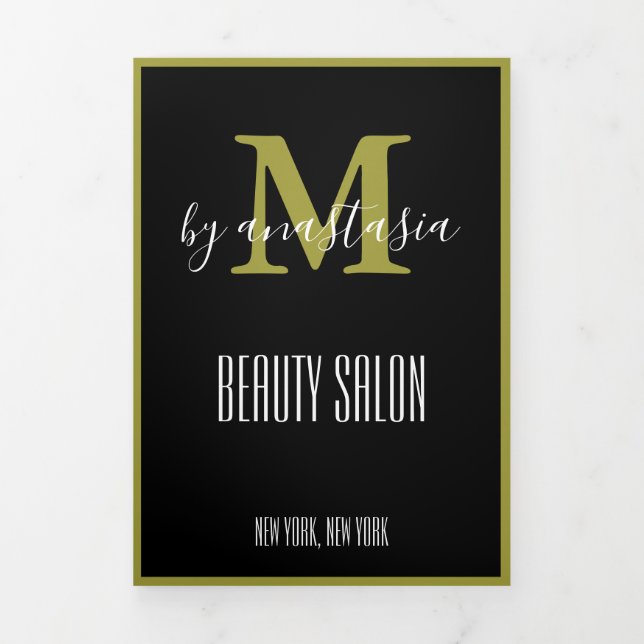 Black Gold Foto Monogram Salon Broschüre (Cover)