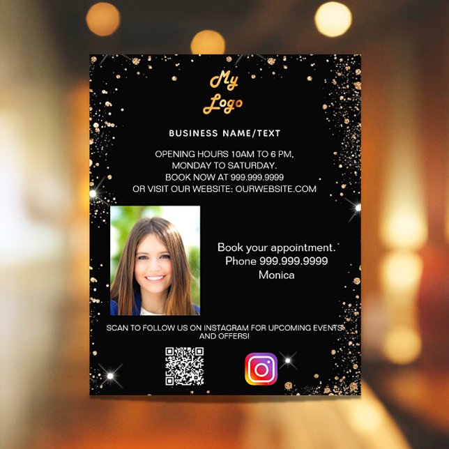 Black Gold Foto qr Code Instragram Business Logo Flyer (Von Creator hochgeladen)
