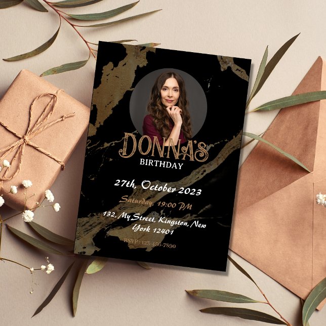 Black Gold Fotografy Geburtstagsparty Einladung (Von Creator hochgeladen)