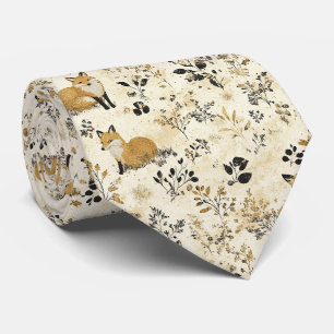 Black Gold Fox Arts Crafts Blumenmuster Krawatte