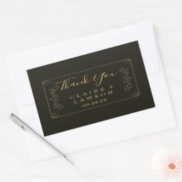 Black Gold Frame Borders Danke Classic Rechteckiger Aufkleber