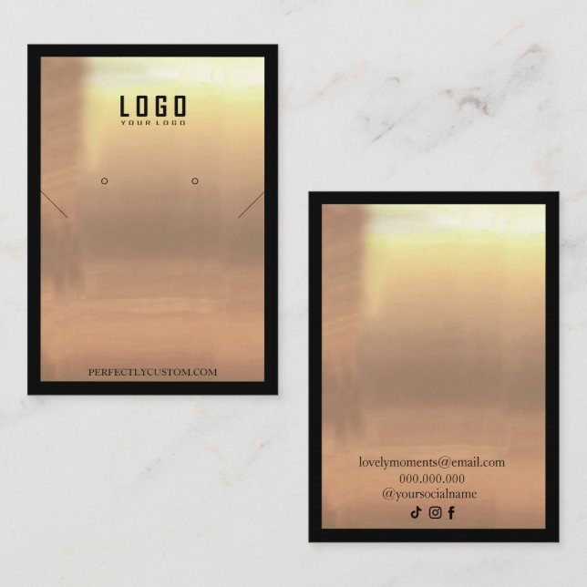 Black Gold Frame Moderne Halsketten Ohrringe Visitenkarte (Vorne/Hinten)