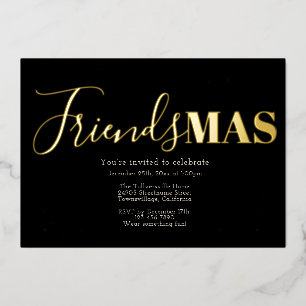 Black Gold Friendsmas Weihnachten Folieneinladung