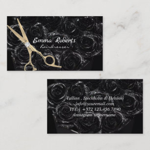 Black Gold Friseur Gradient Glitzer Modern Visitenkarte