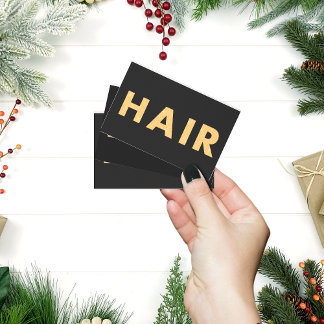 Black&Gold Friseurin, modern, elegant und QR-Code Visitenkarte