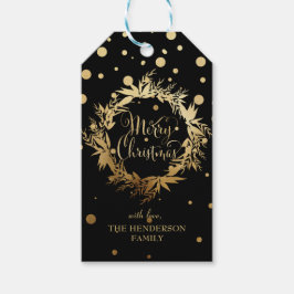 Black Gold Frohe Weihnachten Eukalyptus Wreath Geschenkanhänger