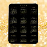 Black Gold Full Year 2024 Calendar Kühlschrank Küc Magnet<br><div class="desc">Maßgeschneiderte,  elegante Imitate Goldskripttypografie auf schwarz,  Volljahreskalender 2024,  hochwertiger,  wasser- und färberesistenter,  flexibler Magnet für jede Magnetfläche am Zuhause oder im Büro. Ein tolles Geschenk für Freunde und Familie,  für Ferien,  Weihnachten,  neue Jahre.</div>