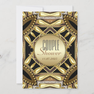 Black Gold Funky Glam Couple Dusche Einladung