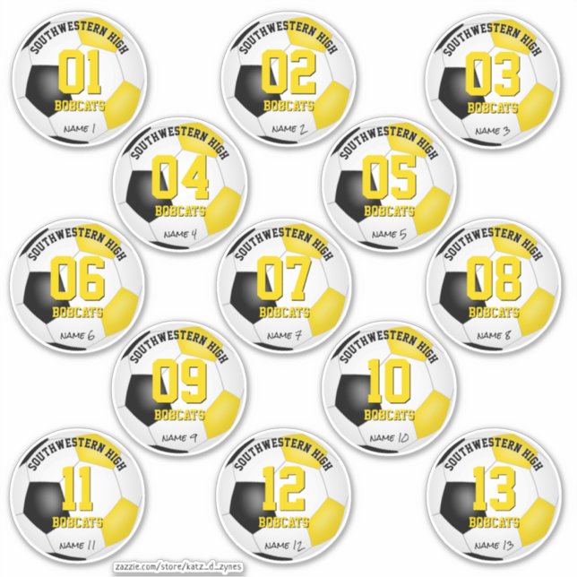 Black Gold Fußball Set von 13 Aufkleber (Vorderseite)