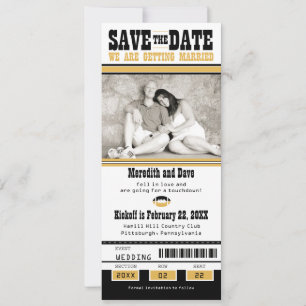 Black Gold Fußball Ticket Hochzeit Sichern Sie das Save The Date