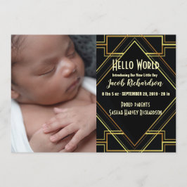 Black Gold Gatsby Baby Boy Geburtsankündigung Ankündigung