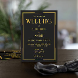 Black Gold Gatsby Deko Style Einladungen für Hochz