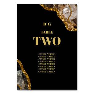 Black & Gold Geode Glitzer Hochzeit Tischnummer