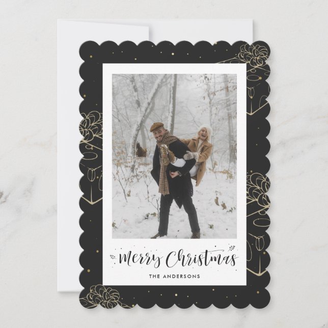 Black Gold-Geschenk Foto Weihnachtskarte Feiertagskarte (Vorderseite)