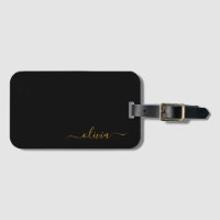 Black Gold Girl Script Monogram Name Modern
