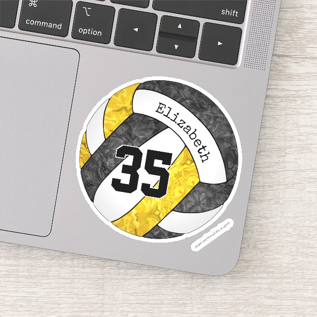 Black Gold Girls Volleyball mit Spielernummer Aufkleber (Detail)