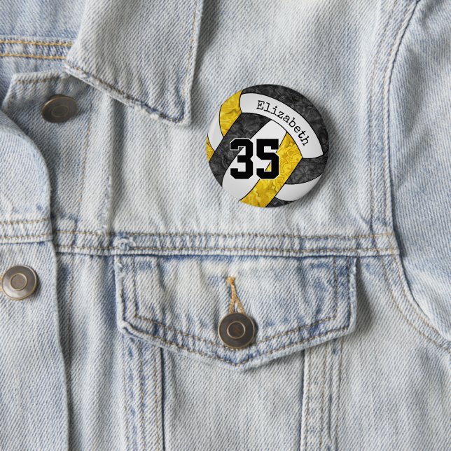 Black Gold Girls Volleyball Team Jersey Nummer Button (Beispiel)