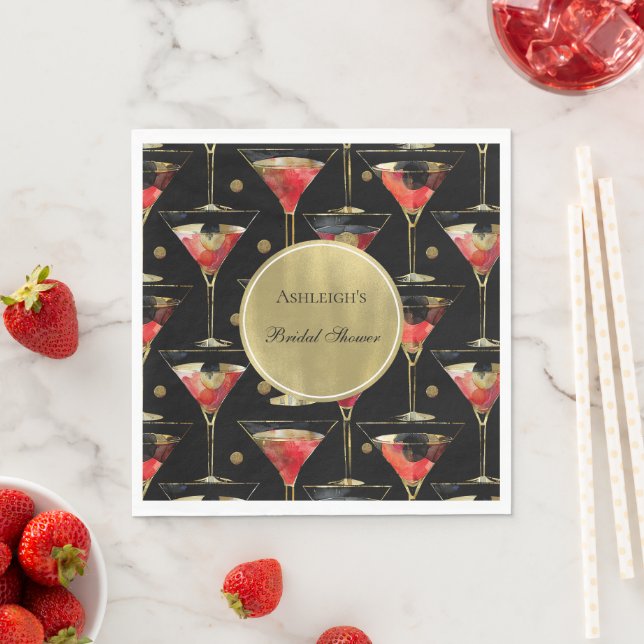 Black Gold Glam Drinks Brautparty Serviette (Beispiel)