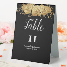 Black Gold Glam Glitter Wedding Table Number  Tischaufsteller