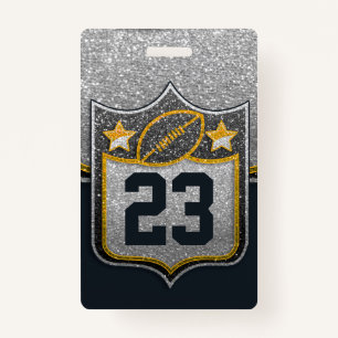 Black & Gold Glitter School Football Team Sport Ausweis